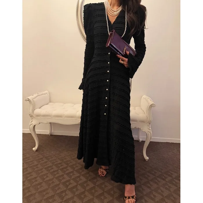 Elegant Korean Style Long Casual Dress Chic Summer 2026 Fashionable Versatile Dress for Ladies Comfortable Loose Fit French S...