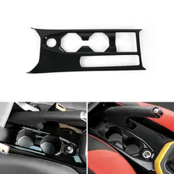 Car Central Console Gear Shift Panel Water Cup Holder Frame Trim Cover Bright Black For VW Polo 2019 2020 Interior Accessories