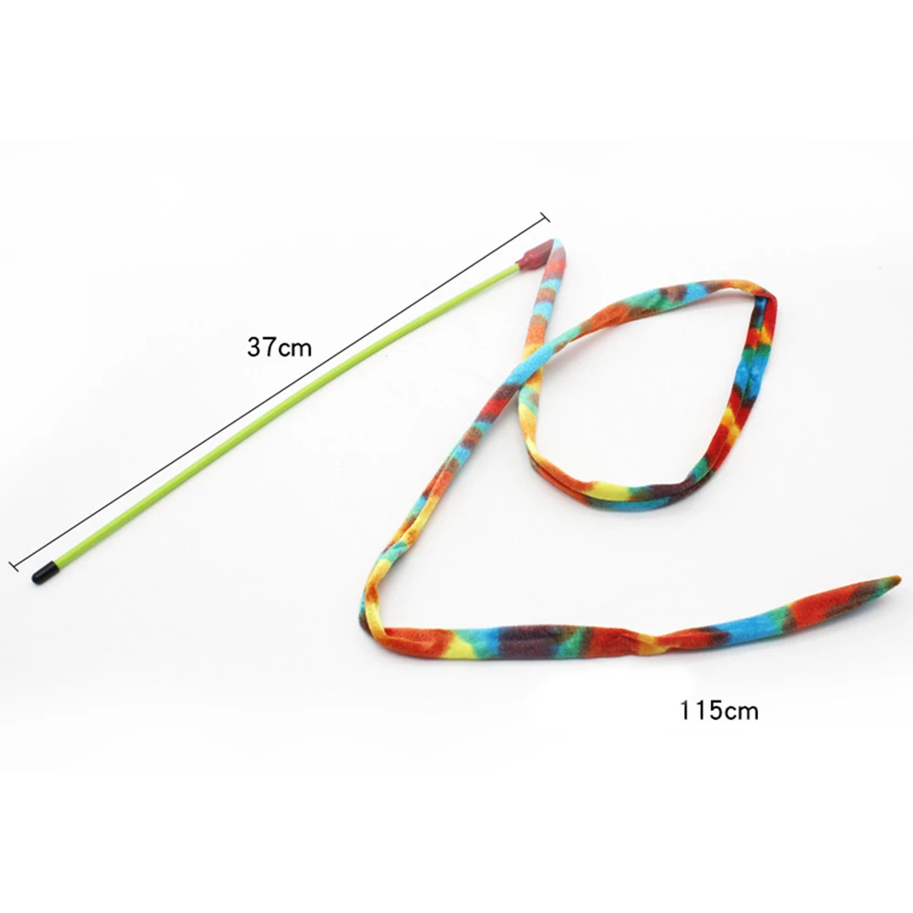 

Rainbow Stripe Cat Teaser Wand Soft PVC Colored Ribbon Bell Interactive Pet Teaser for Engaging Kitten Cat Toys