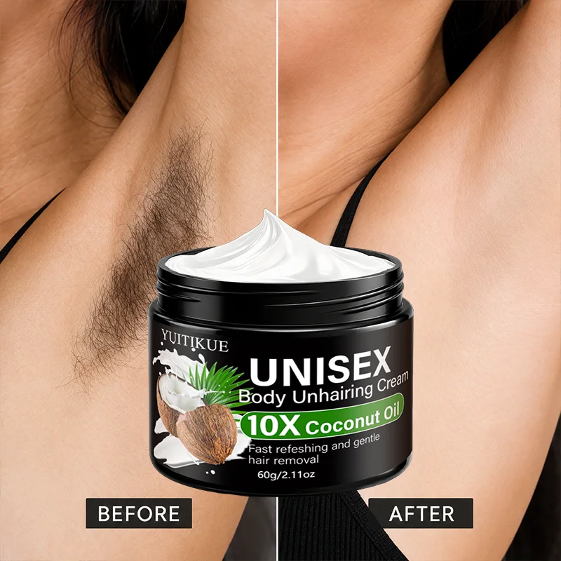 YUITIKUE 10X Coconut Oil Unisex Hair Removal Cream Fast Refreshing Gentle Full Body Depilatory Cream For Leg Underarm Skin Care
