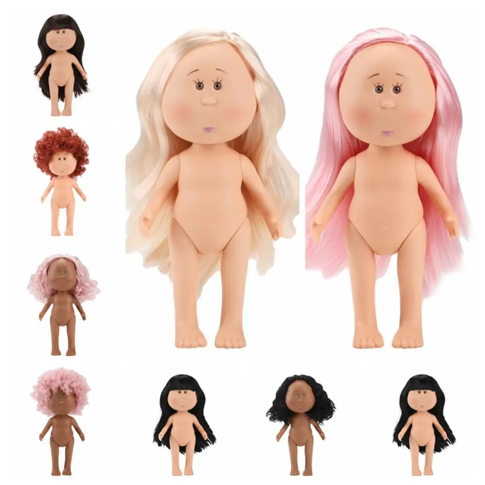 

Fashion Curly Hair 24cm Bean Eye Vinyl Doll Dark Skin Movable Mia Potato Dolls 24cm Dress Up Action Figure Body DIY Toys