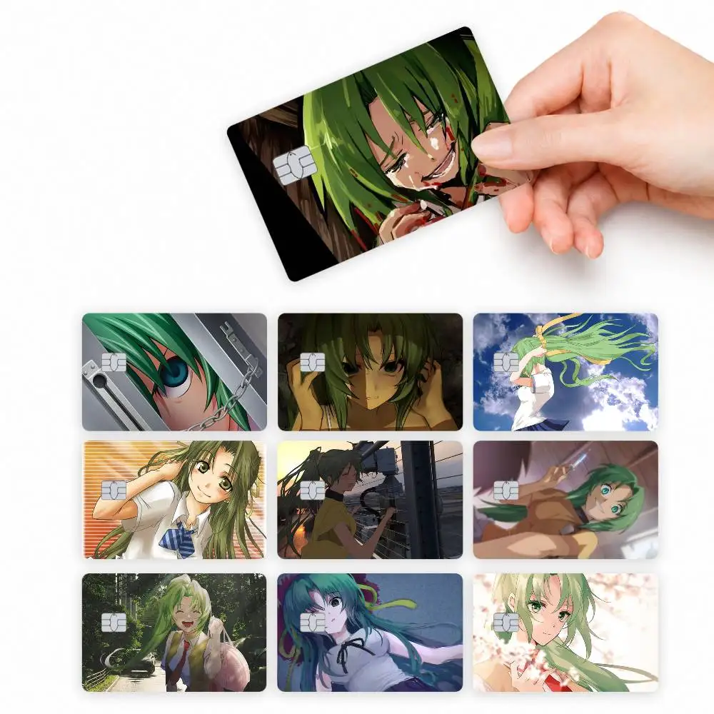 Anime M-Mion S-Sonozaki  4pcs Credit Card Skin Stickers Suitable for Bank Debit Subway Bus Transit Pass Decorative Cover