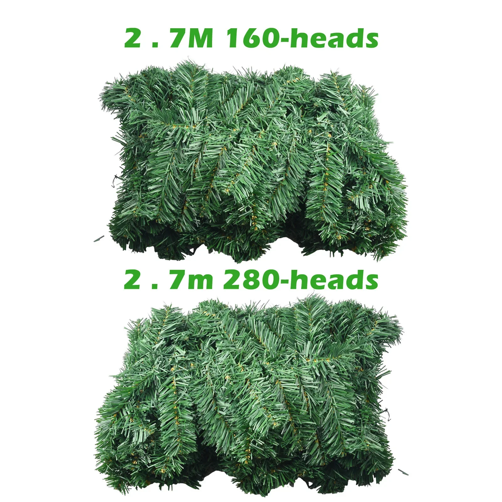 1pc Christmas Garland 2.7m PVC Christmas Rattan Wreath Green Artificial Plant Fake Pine Tree Rattan Christmas Home Decoration