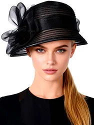 Cappelli bianchi FS per donna cappello Fedora a tesa larga spiaggia elegante Organza fiore donna nero Floppy cappellini da sole Chapeau Femme