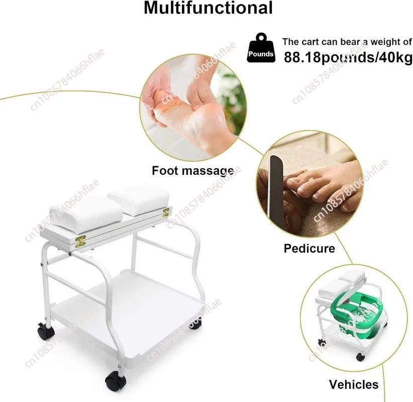 3-Tier Salon Tool Trolley, Manicure Pedicure Foot Bath Cart, Spa Foot Massage Station for Esthetician Use