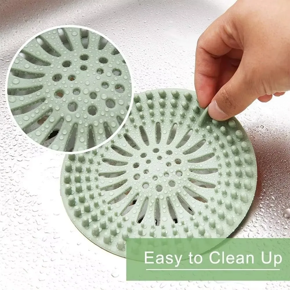 

Silicone Hair Catcher Shower Drain Easy Clean Anti Clogging Sink Drain Strainer Round Floor Drain Cover Bathroom Accessory