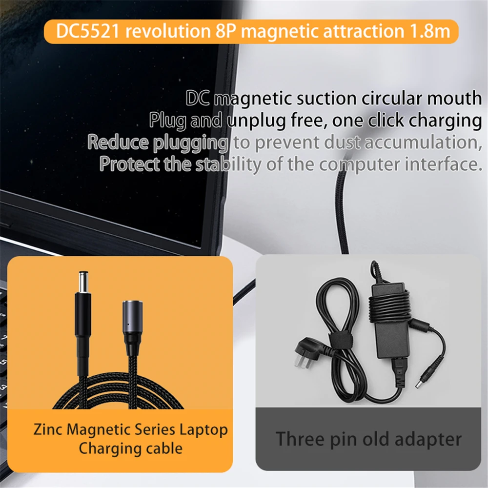 100W 5521 Type C USB C PD to Dc Laptop Power Adapter Converter Magnetic Charging 8p Converter Cable Wire for Asus Hp DELL Lenovo