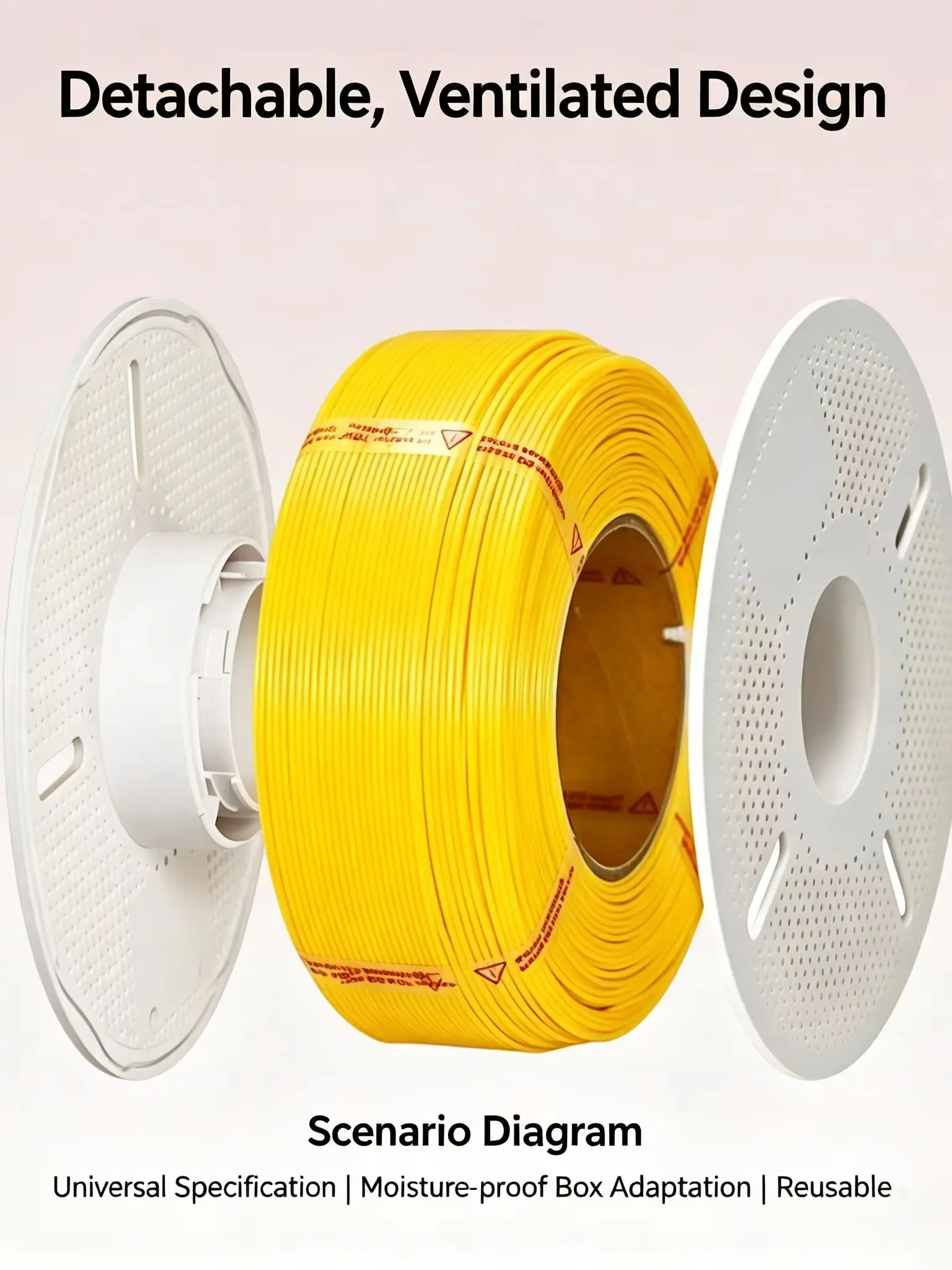 Szybkozłączna, wielokrotnego użytku szpula do napełniania filamentu do drukarek 3D, kompatybilna z filamentami PLA, PETG, TPU, ABS o masie 1 kg. — zdjęcie produktu 7
