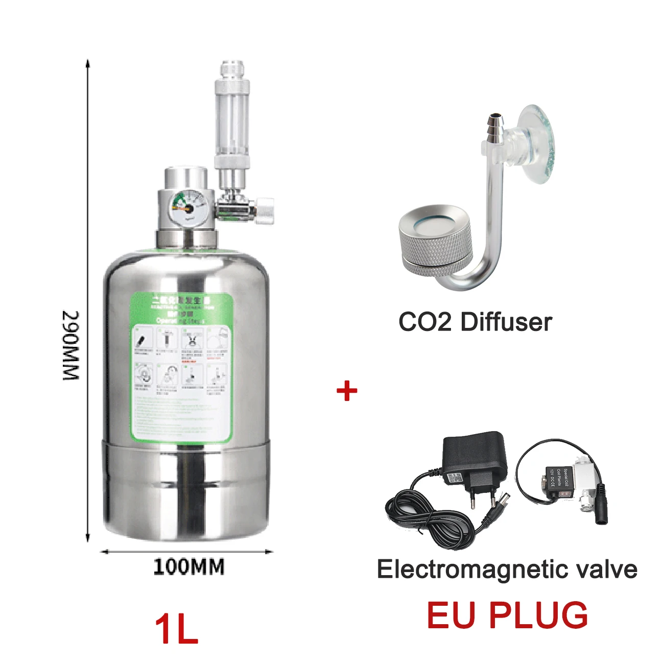 Dreamburgh Aquarium CO2 Generator System Kit Edelstahl CO2 Zylinder Generator System Kohlendioxid Reaktor Kit für Pflanzenfische 8