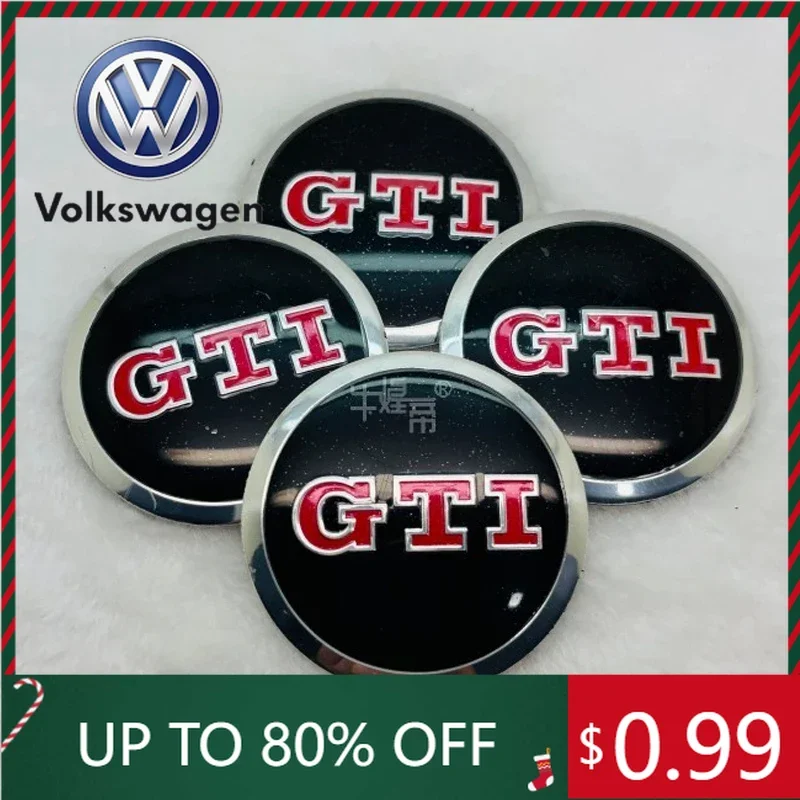 

2026 Hot For VOLKSWAGEN VW 65MM Car Wheel Hubcap Stickers Decals for Volkswagen RLINE GTI ABT Golf 5 6 7 Polo Passat Golf Tiguan