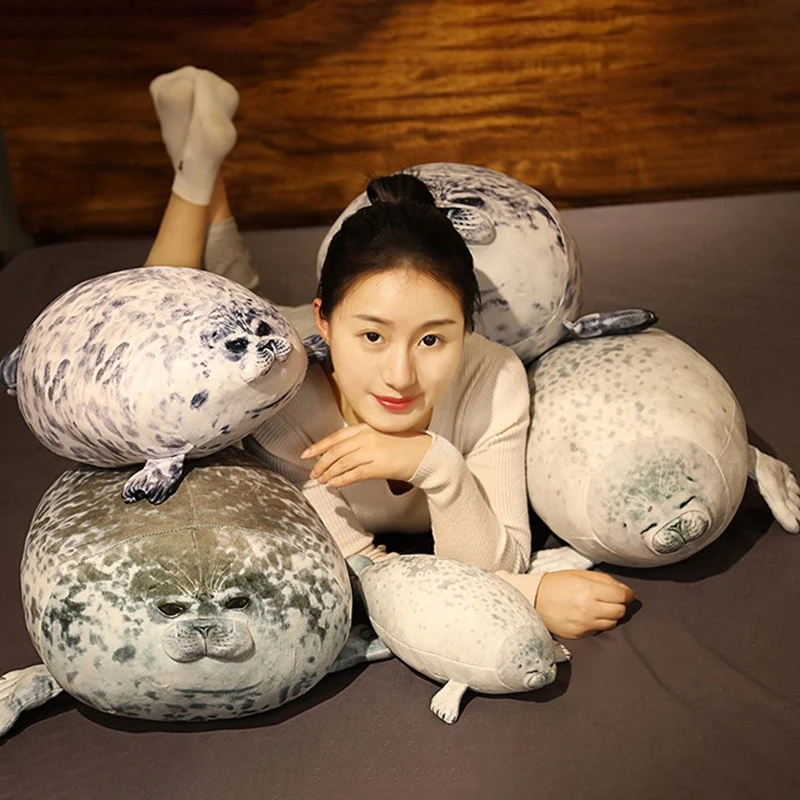 Angry Blob Seal Pillow Chubby 3D Novelty Sea Lion Doll Plush Stuffed Toy Baby Sleeping Throw Pillow Gifts For Kids Girls-New