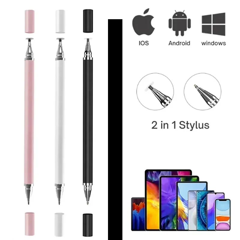 1-3pcs Dual-head Capacitive Pen Disc 2in1 Dual-purpose Stylus PaintingOffice Retouching Mobile Phone Tablet Pen Capacitive Pen
