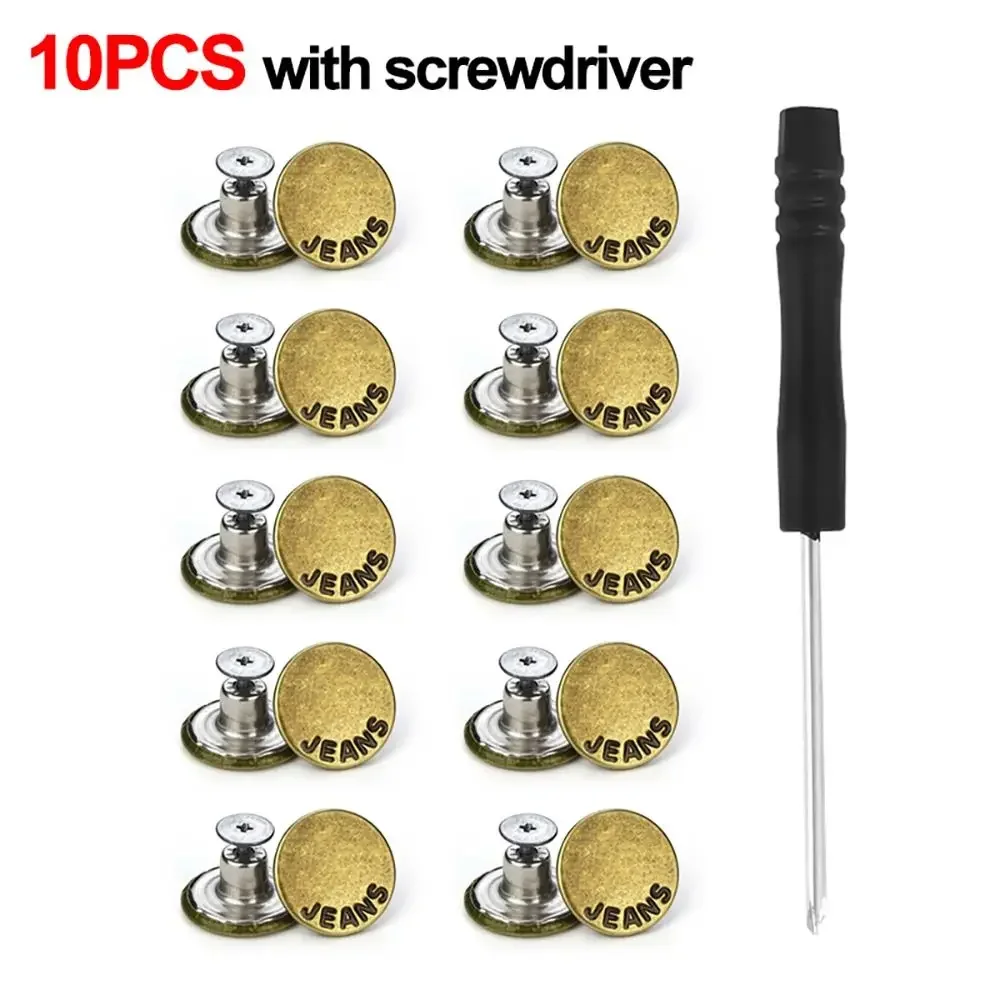 10 stuks/verpakking 17mm verstelbare spijkerbroek tailleverlenger knopen zonder spijkers, afneembare kledinggespen met gratis schroevendraaier inbegrepen - afbeelding 1