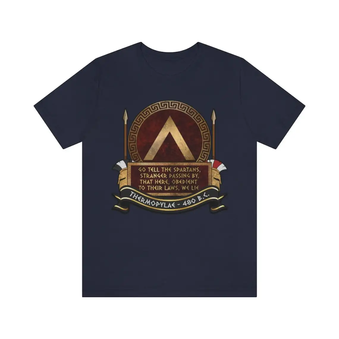 Battle of Thermopylae Tribute - Spartan Epitaph - Sparta Shield T Shirt. Short Sleeve 100% Cotton Casual T-shirts Loose Top New