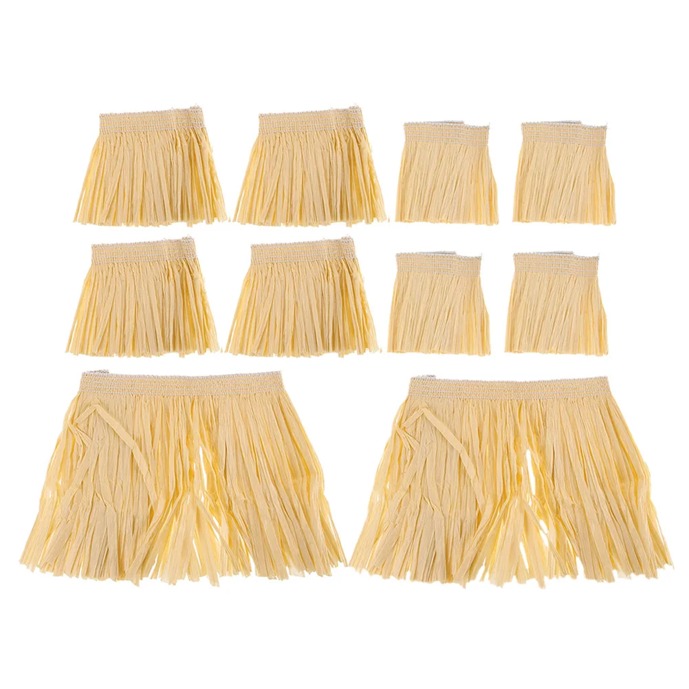 

2Sets Hawaiian Hula Skirts Raffia Paper Costume Lightweight Unisex Stage Performance Hawaiian Luau Party Dress