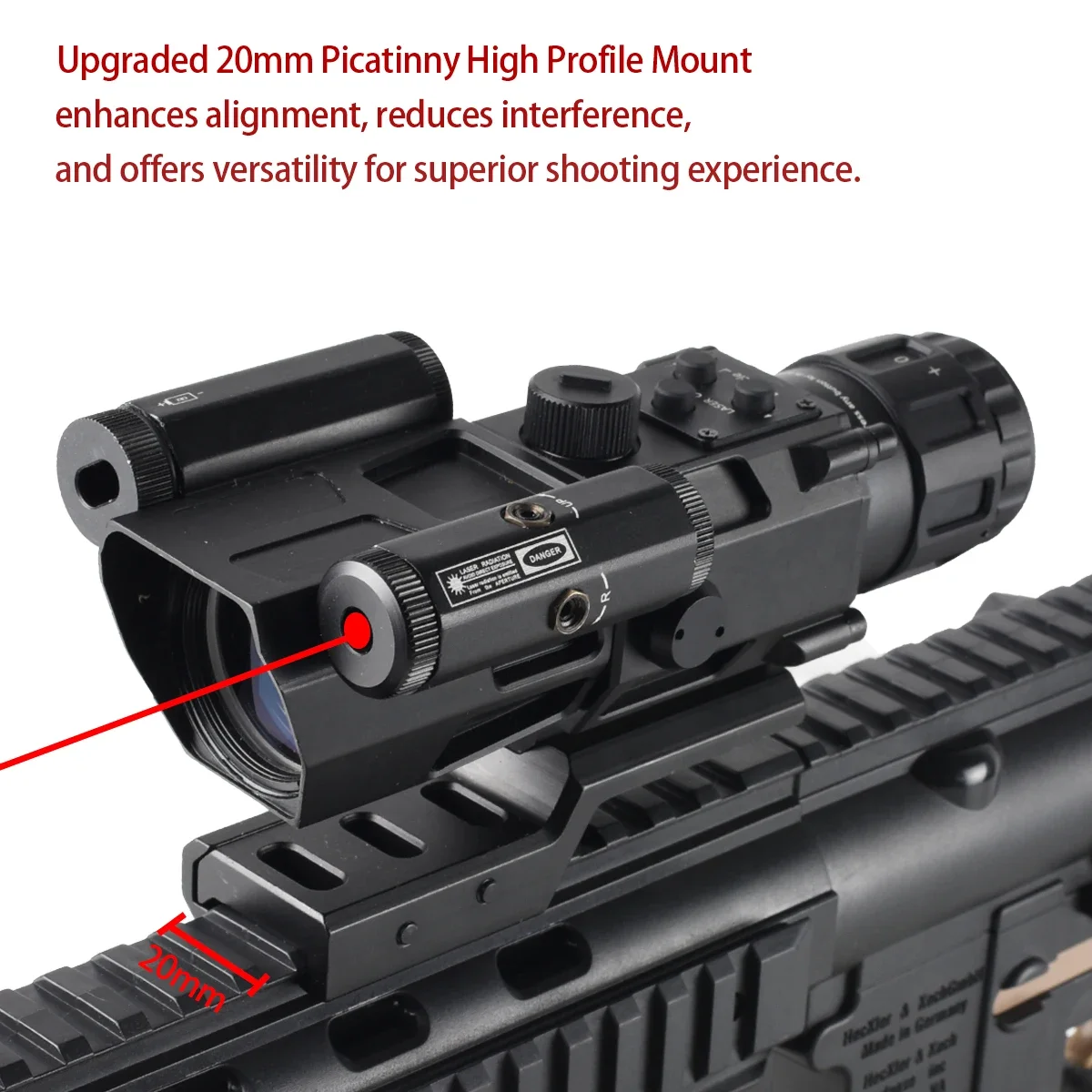 4X32 Optics Rifle Scope Red Laser Tactical Scope Hunting Shooting Airsoft Sight Crossbow Short Riflescope for 20mm Rail Mount