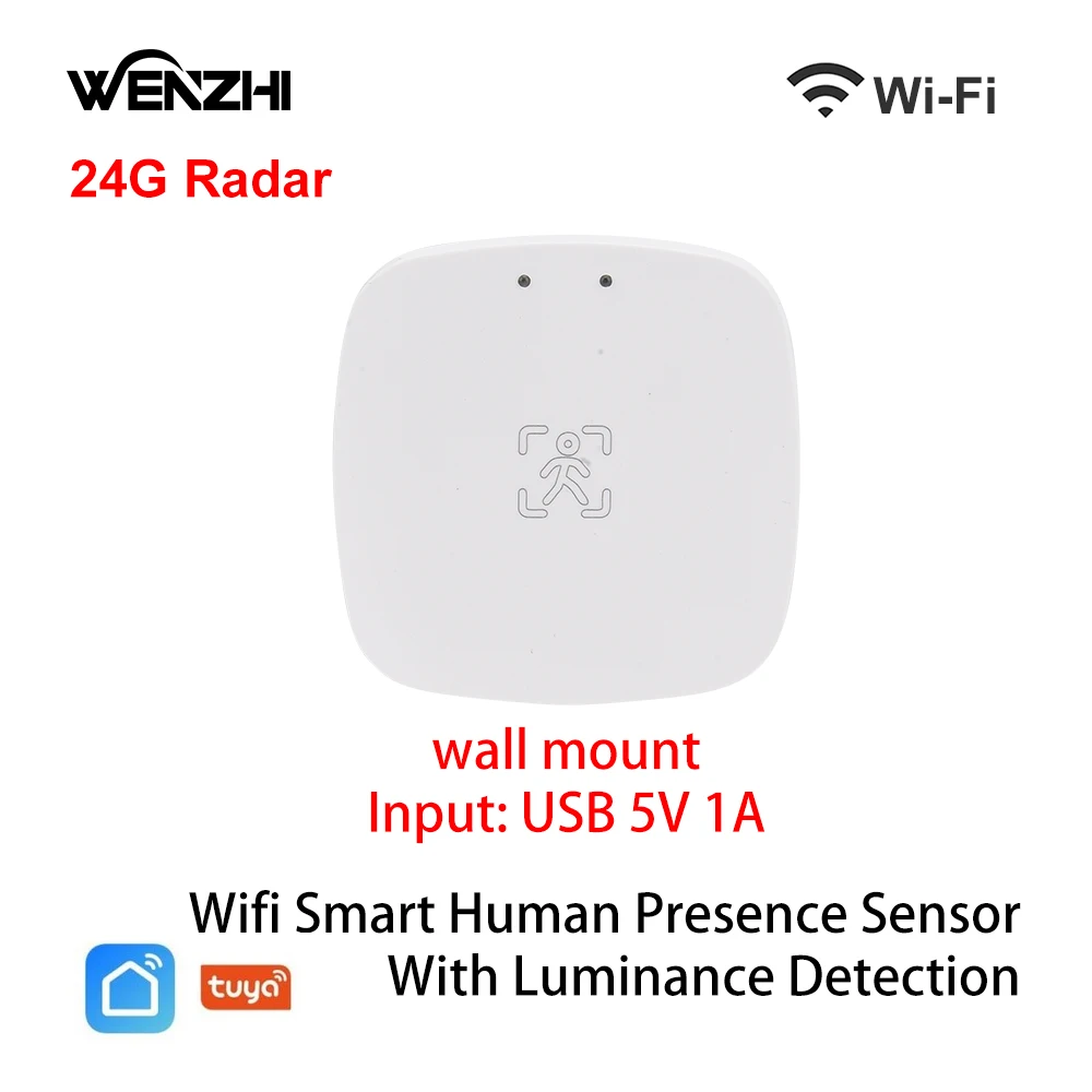 ZigBee Wifi MmWave Menselijke aanwezigheid Bewegingssensor met helderheid/afstandsdetectie 5/110/220V Tuya Smart Life Domotica