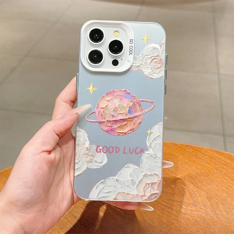 

Creative Planet Moon Case for iPhone 16 15 14 13 12 11 Pro/ Max/Plus shock-proof rear cover anti-fingerprint