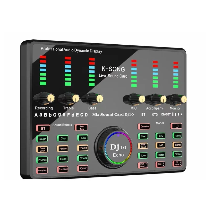 

New Arrival Bm800 Set DJ10 K Song Sound Card External Recording BM800 Condenser Microphone With Desk LED Filling Light