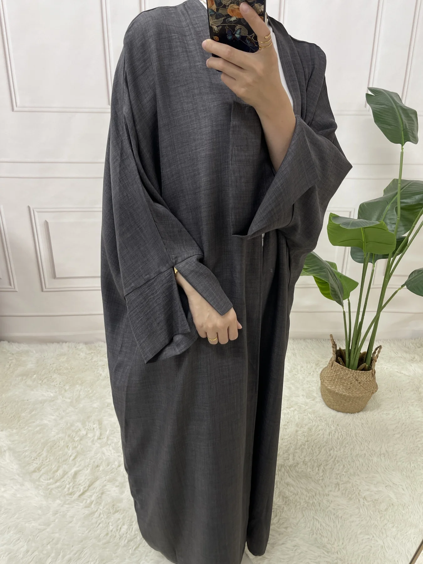 Split Sleeve Open Abaya Kimono Comfort Minimalist Muslim Outfit Islamic Clothing Modest Fashion Without Slip Dress