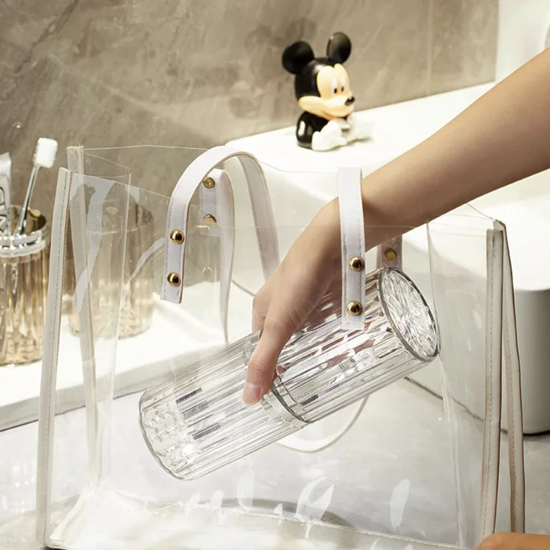 

Toothbrush Holder Box Transparent Striped Portable Travel Toothpaste Storage Case For Camping Business Trips School Oral