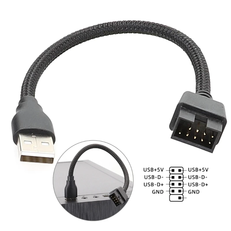 20cm 9Pin Male to External USB A Male Data Extension Cable Enhances Connectivity, Compatible withVarious Devices Drop Ship