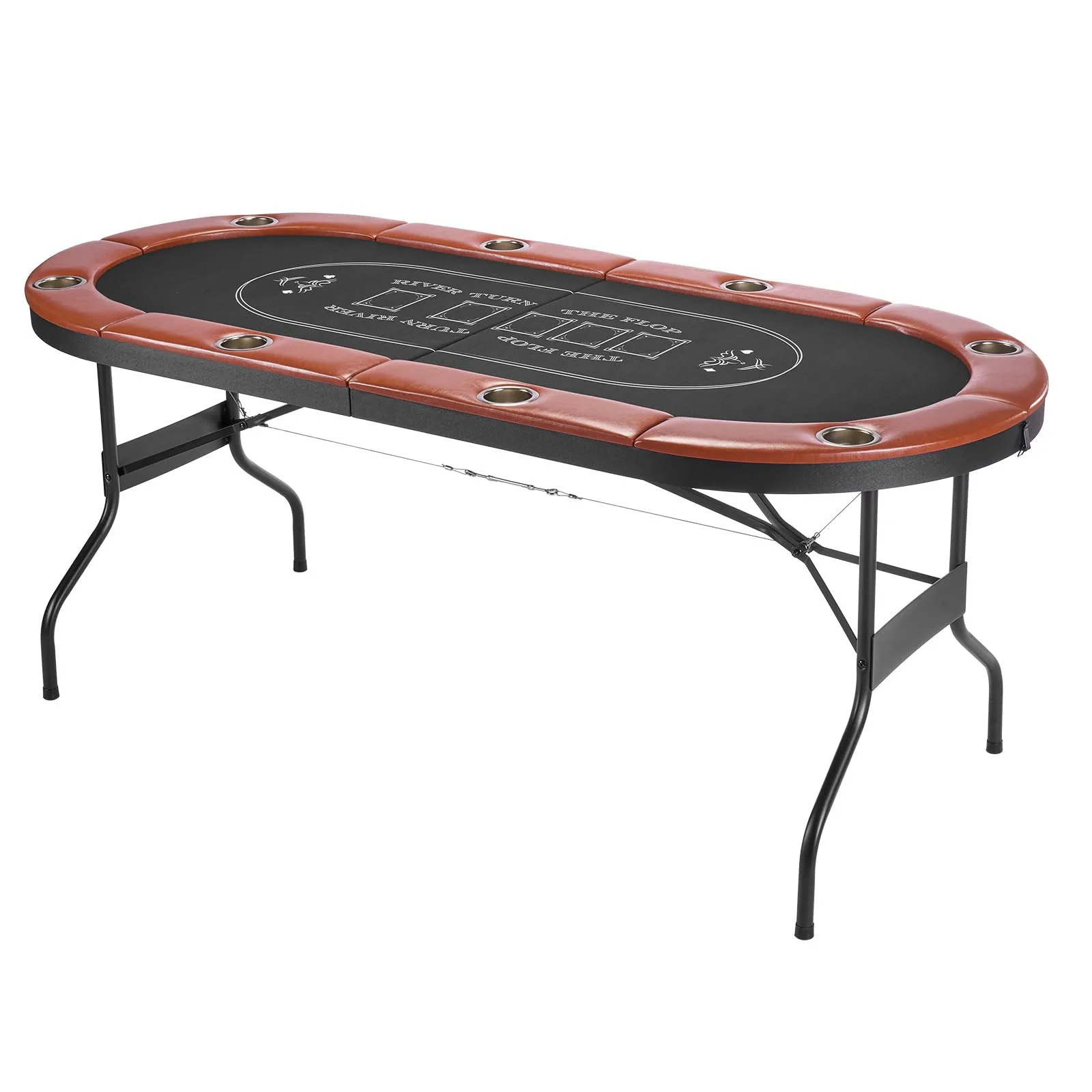 

8 Player 72\" Oval Foldable Poker Table for Casino Blackjack Table Mahjong Gambling