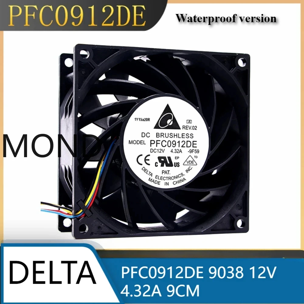 Waterproof fan PFC0912DE 9038 12V 4.32A 9CM Violent Heat Sink Server Delta