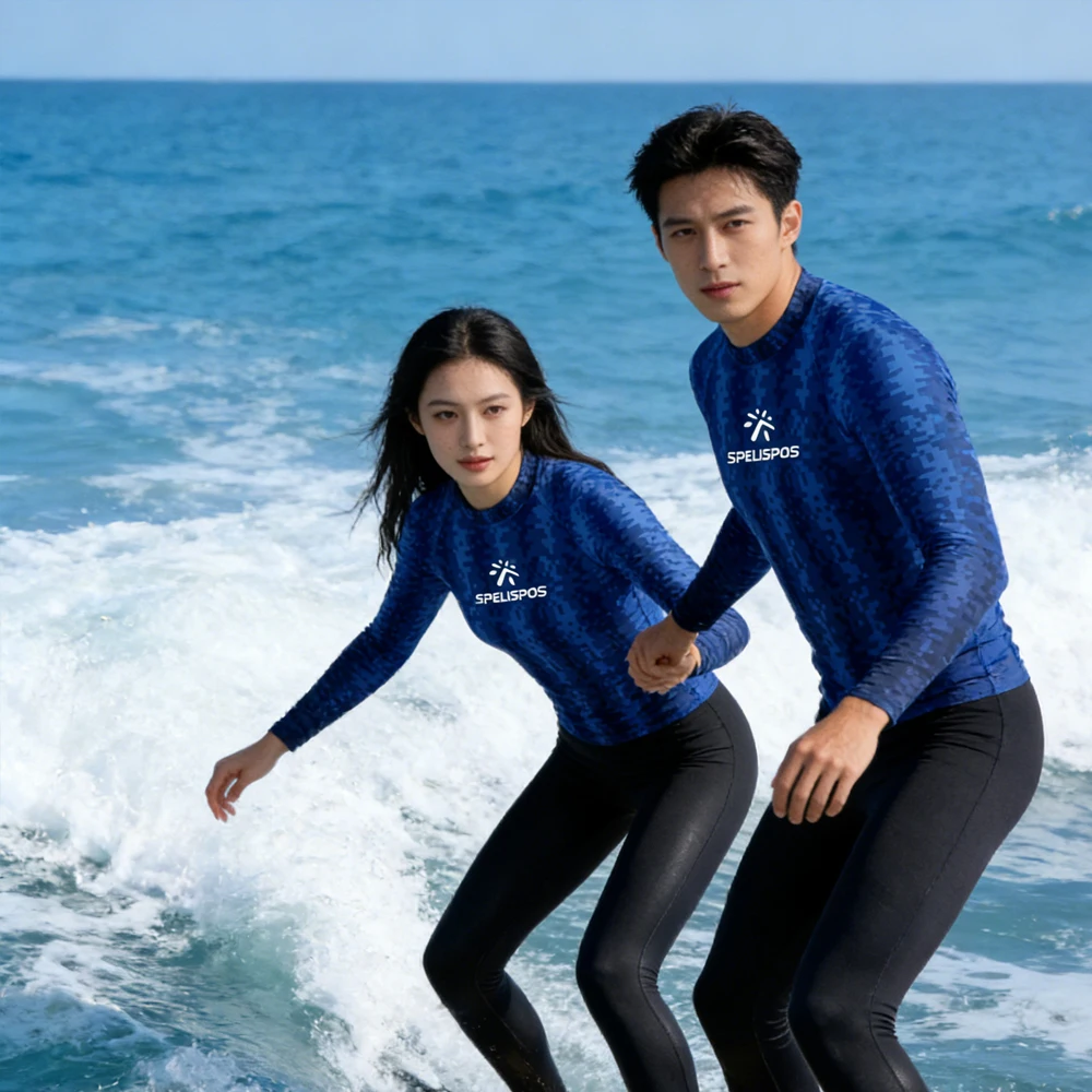 

Men's and Women's Long Sleeve Rash Guard Surf Shirt UPF50+ Surfing Clothing Breathable Beach Swimsuit for Touring Water Sport