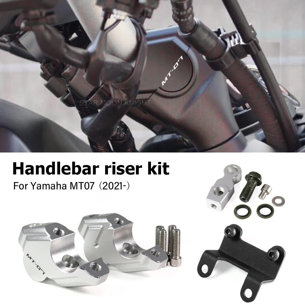 Handlebar Riser Clamp Kit For YAMAHA MT-07 MT07 MT 07 2021 2022 2023 Handle Bar Heighten Move Back Adapter Brake Line Extension