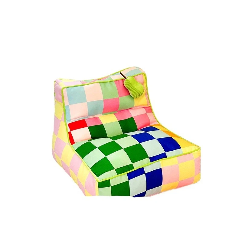 Mosaic plaid lazy sofa recliner small apartment single chair bedroom living room creative leisure
