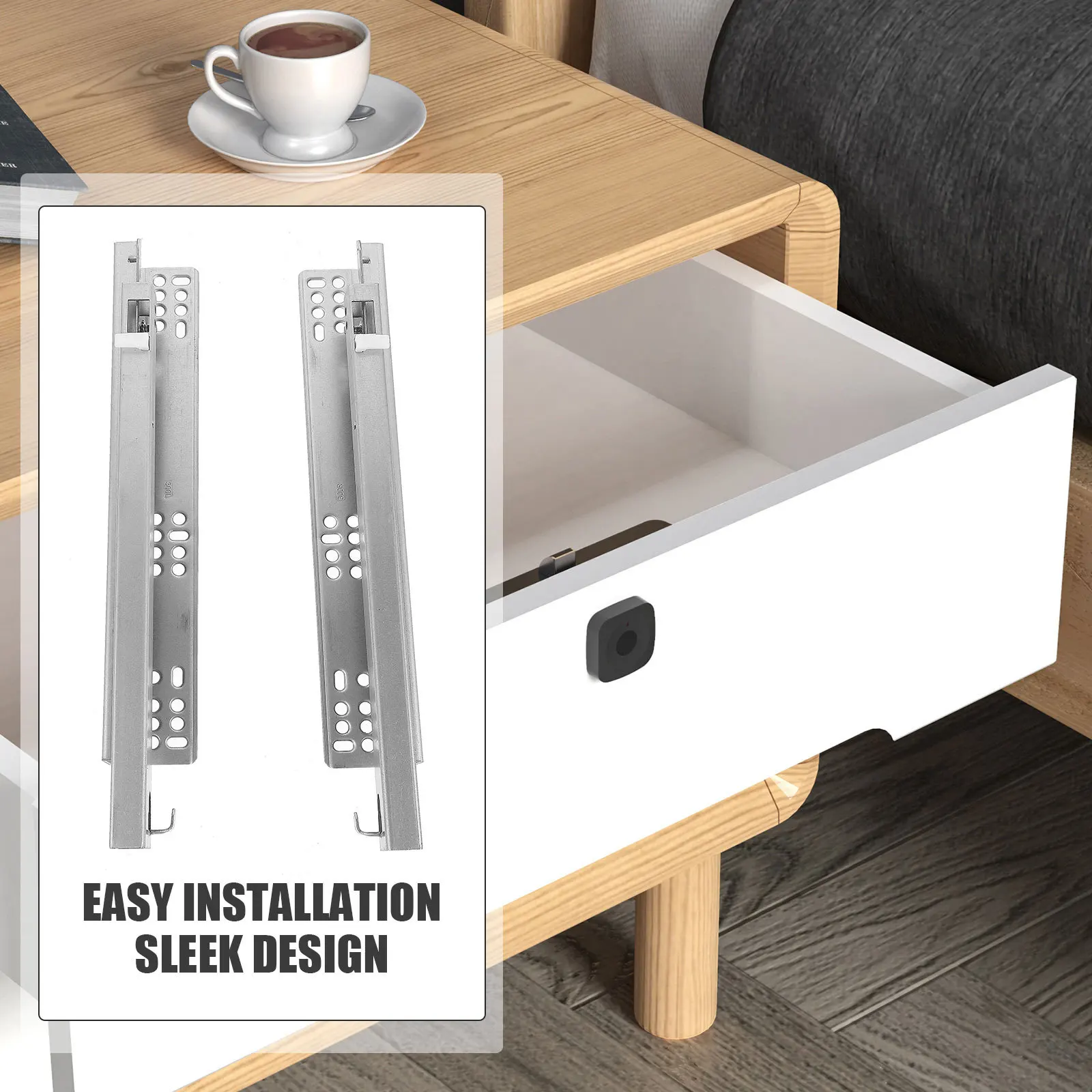 

2Pcs Hidden Damping Drawer Slides Stainless Steel Bottom Mount Silent Smooth Cabinet Track Guides Kitchen Drawer Replacement