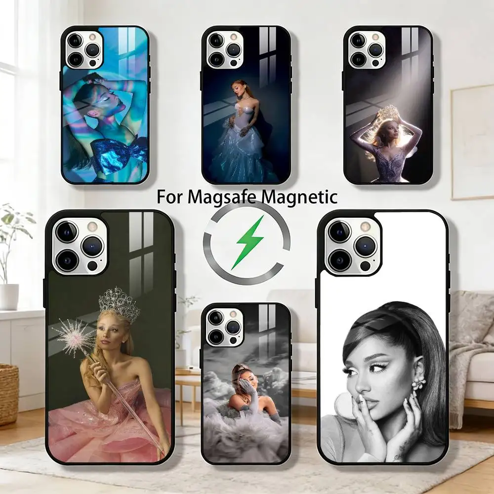 

A-Ariana Grande Phone Case For iPhone 17 16 15 14 13 12 Pro Max Plus for Magsafe Mirror Wireless Magnetic Cover