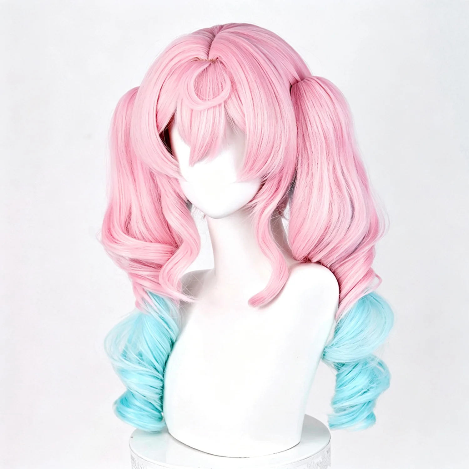 Game Honkai Star Rail Hyacine Cosplay Wig Scalp Top Layered Gradient Clip Twin Tails For Halloween Comicon Adult Women Men