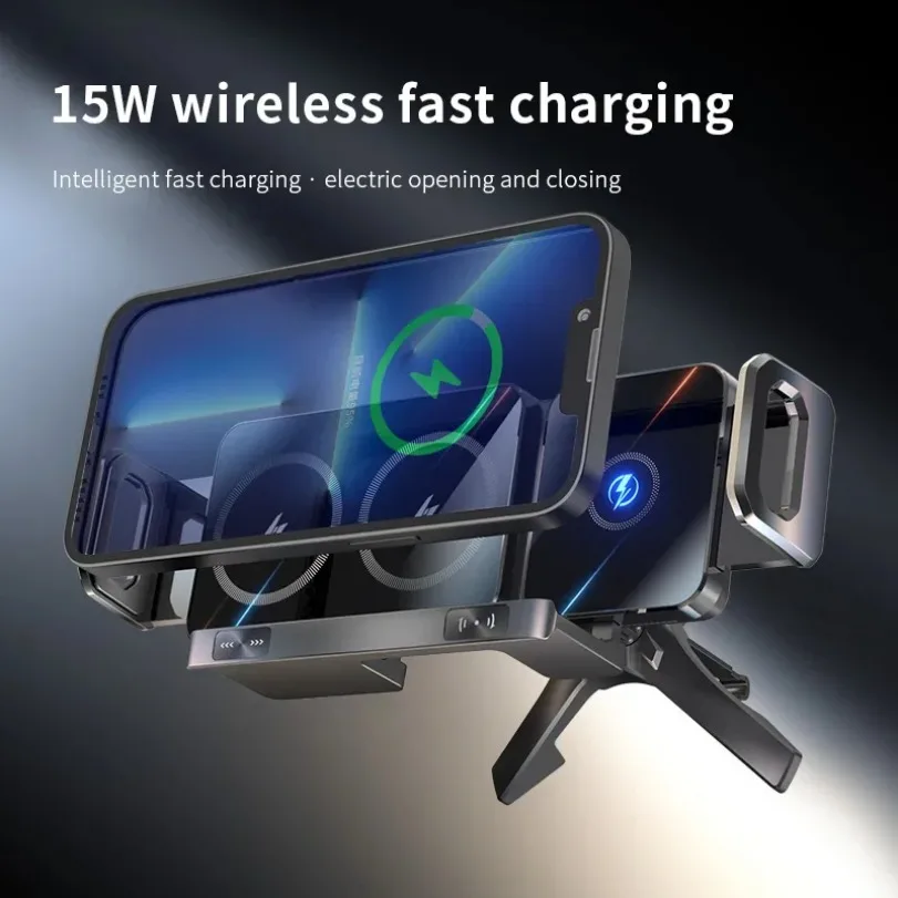 Dual Coil Fold Screen Car Wireless Charger Station For Samsung Galaxy Z Fold 6 5 4 3 iPhone 16~12 Pro Max Fast Charging Stand