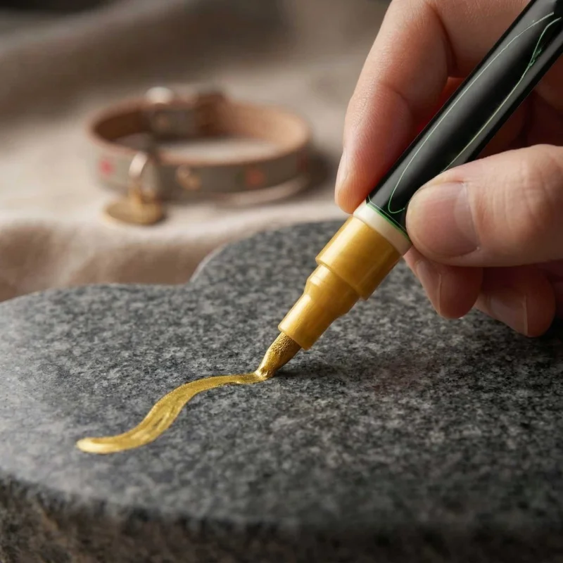 Grabstein-Inschrift-Reparaturstift, Goldener Wasserfester Steinmarkierungsstift, Grabstein-Gravur-Reparaturstift, Grabstein-Nachzeichnungs-Goldstift – Detail 1