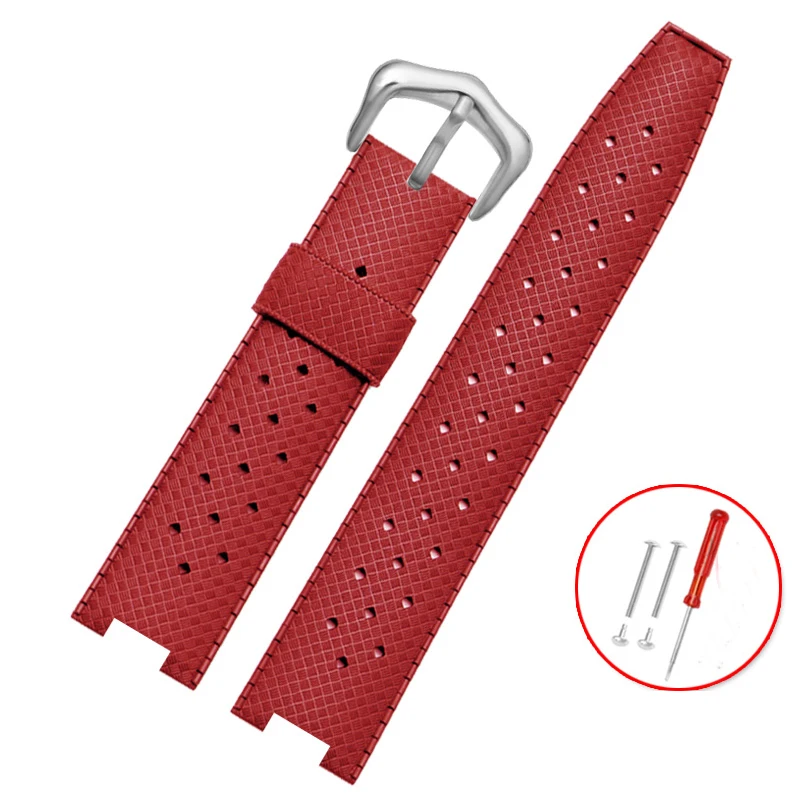 Rubber watch strap for cartier PASHA series 20*10mm 20*12mm 20*15mm watchband Notched Wristband Bracelet men\'s watch accessories