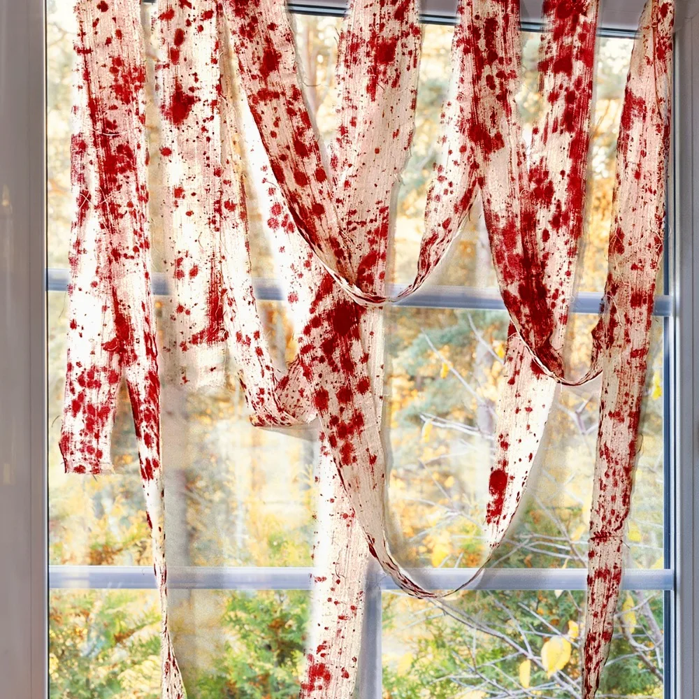 Halloween Ever-changing Blood-stained Gauze Warning , Isolation Tape, Gauze with Blood Stains and Bandage Halloween Decoration