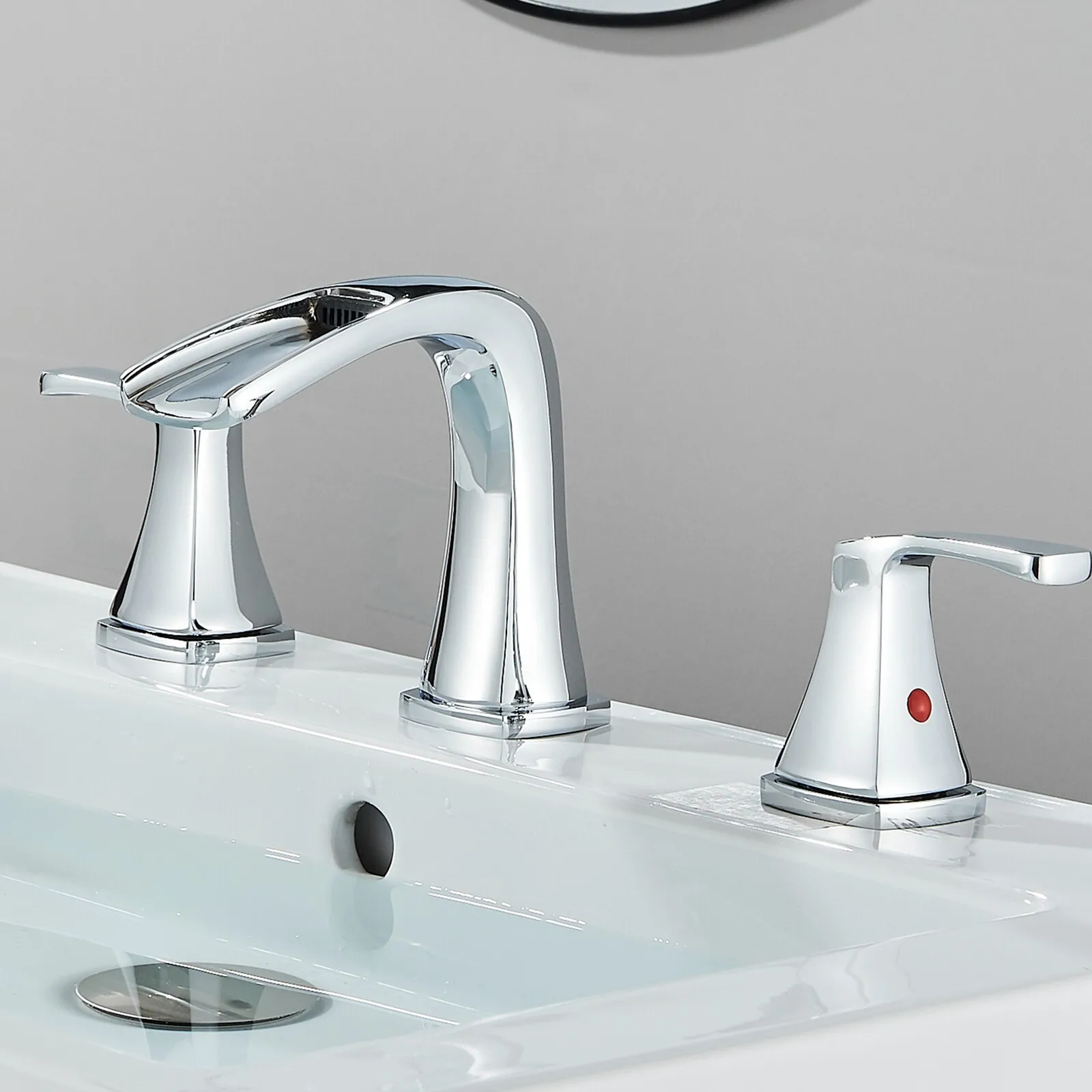 

Chrome Widespread Waterfall Vanity 3-Hole Bathroom Sink Faucet with 2-Handle