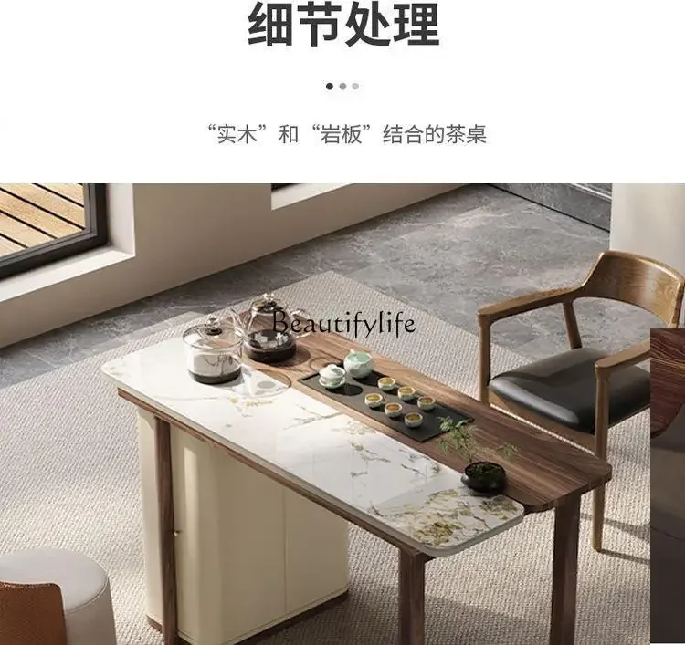 ls 18Walnut solid wood rock slab tea table household balcony small apartment light luxury high-end