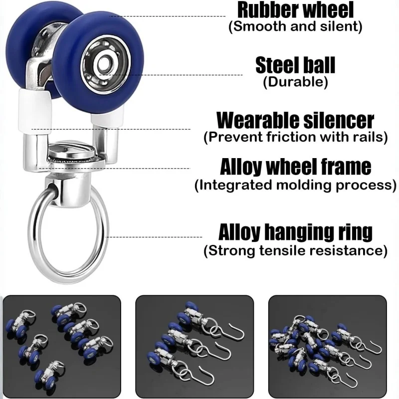 10PCS Ceiling Curtain Track Rollers Flexible Bendable Curtain Track Rollers Drapery Rail Gliders Window Curtain Accessories