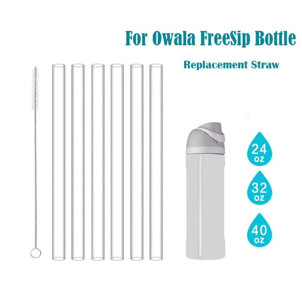 BPA-free Replacement Straws with Cleaning Brush PCT Bottle Straws Insulated Reusable Long Straw for Owala FreeSip 24 oz 32 oz