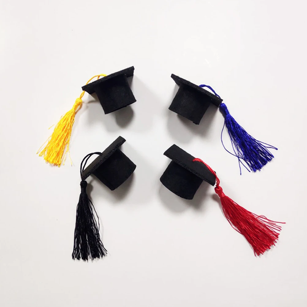 

6pcs Doctoral Hat Bottle Cover Mini Decorative Graduation Party Bottle Cap Tassel Gift Ideas Festive Accessories