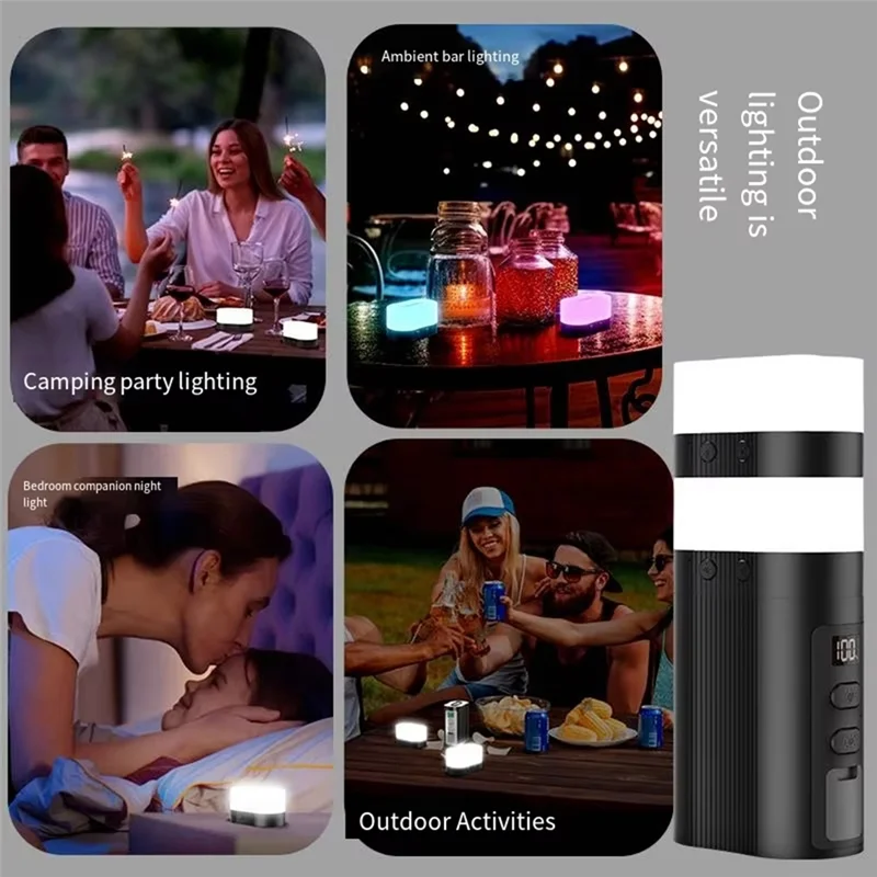 ABLK 2-in-1 magnetisches Campinglicht und Powerbank – 6000 mAh, RGB-Modi, LED-Laterne mit Display für Outdoor-Aktivitäten