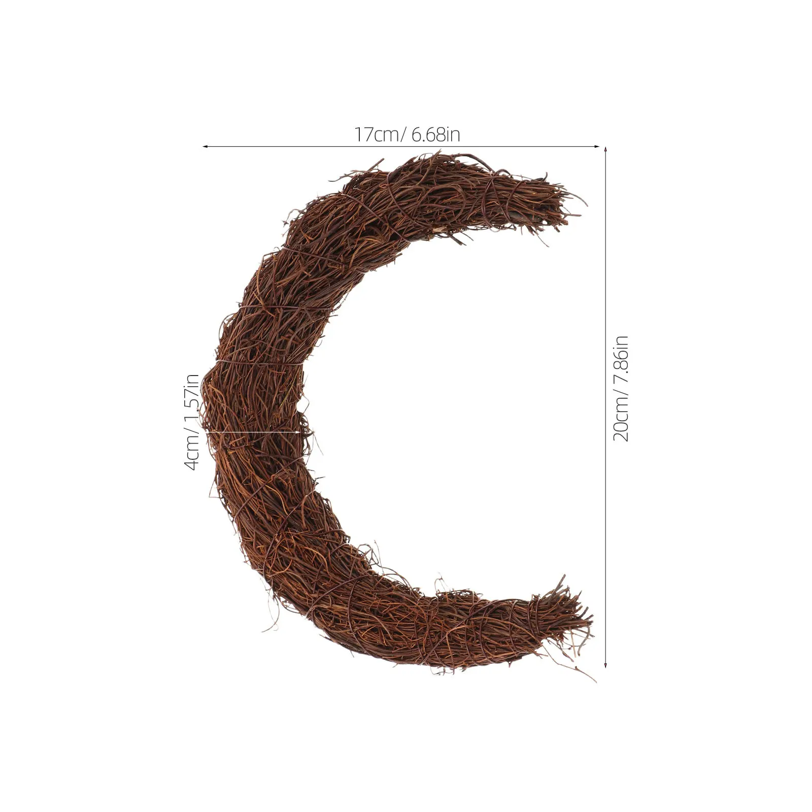 2Pcs Moon Wreath Rattan Grapevine Twig Frame Rustic DIY Floral Garland Front Door Wall Hanging Decoration Vine Wreath - view 6