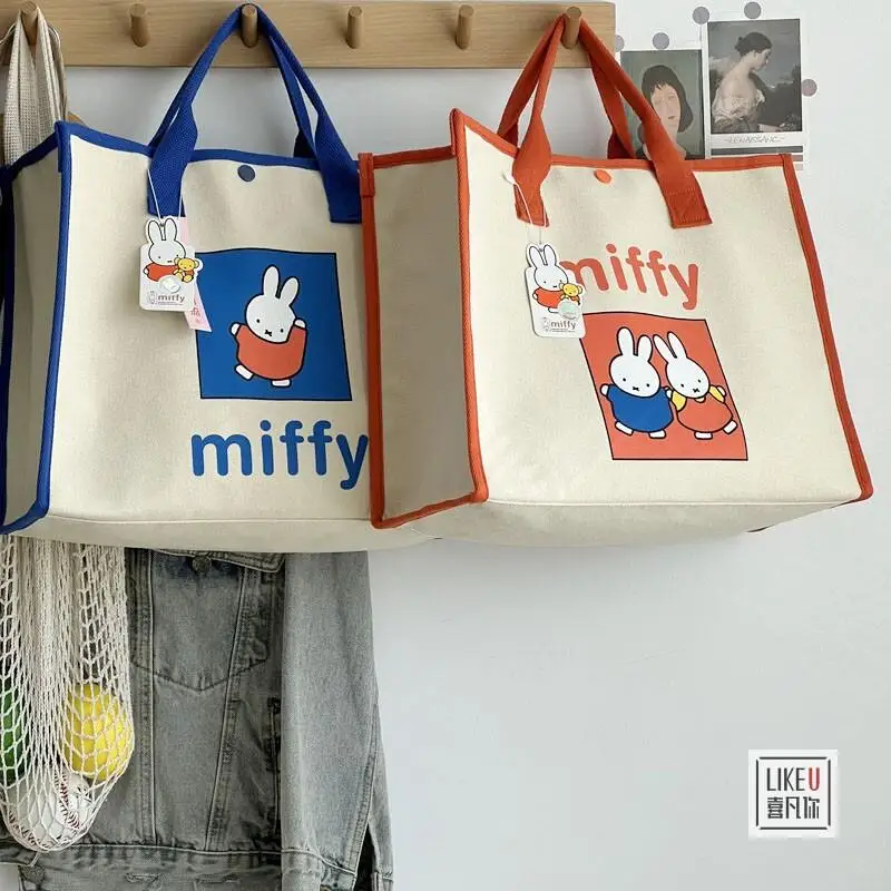 Bolsa de Lona Kawaii Miffy, Bolsa de Mano Coreana para Viajes, Bolsa de Lona de Gran Capacidad con Estampado de Anime, Regalo Navideño