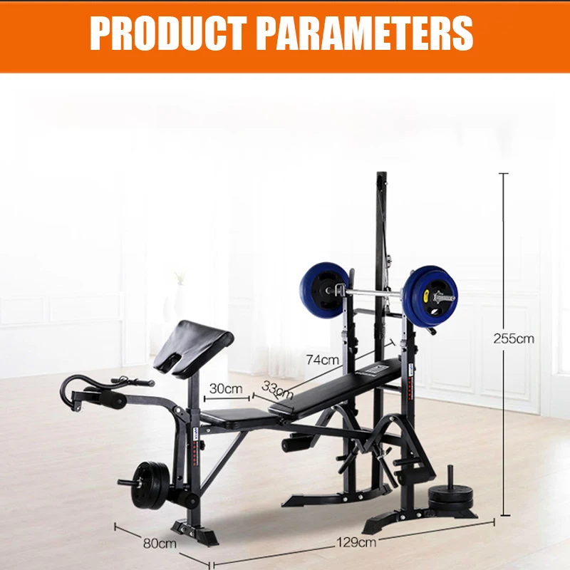 xe-Multi Function Exercise Weight Bench with Leg Extension Curl Lift and Squat Rack StandHome Gym Fitness Equipment%
