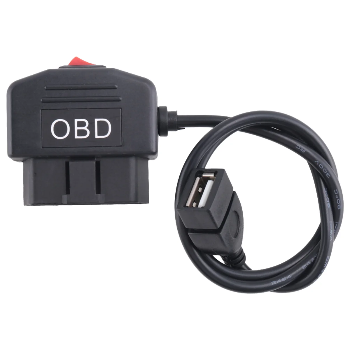 24Hours 5V 3A USB Car Charge Cable OBD Hardwire Kit with Switch 0.5Meter Wire for Dash Cam Camcorder Vehicle DVR