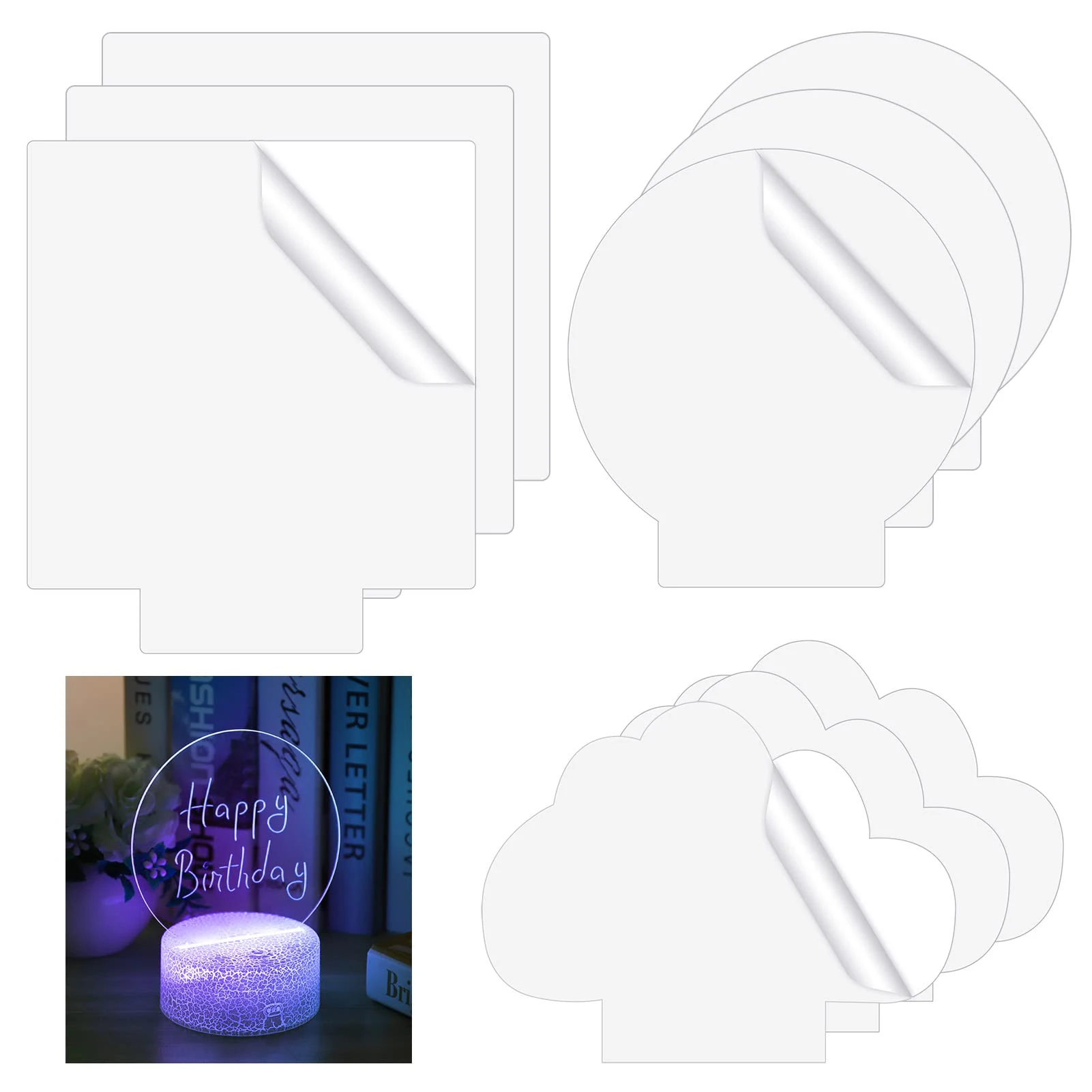 

Clear Acrylic Sheet Blank For LED Light Base Sign 9 Shape Panel DIY Display Project For Craft Engraving Decorative,2mm Thick