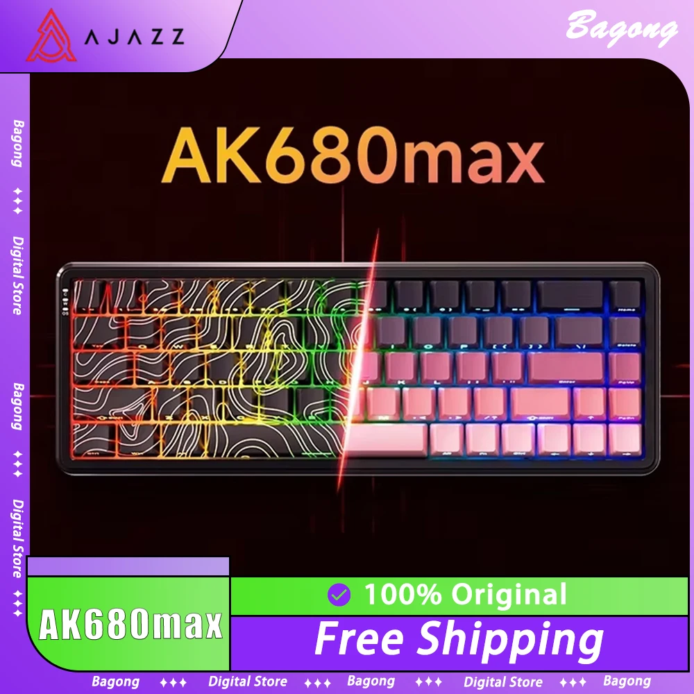 Ajazz Ak680max Magnetic Switch Keyboard Wired 68Keys E-Sports Game 8k Return Rate PC Office Game Mechanical Keyboard Custom Gift